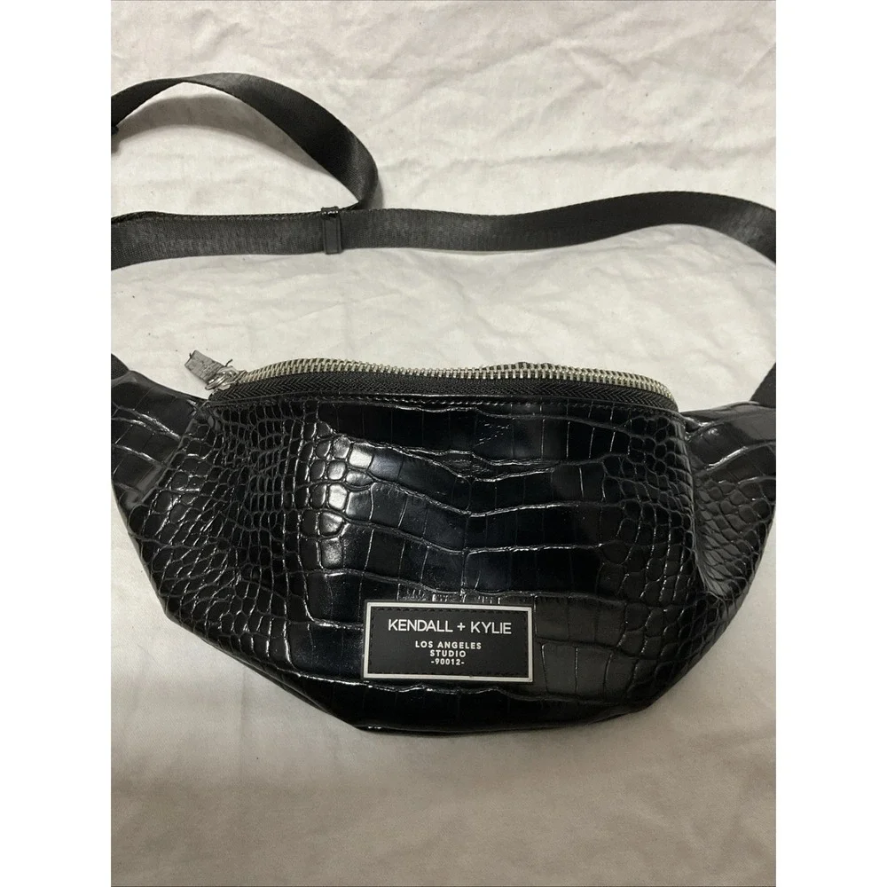 Kendall + Kylie Black Faux Leather Fanny Pack Purse Tote